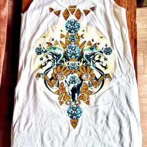 Givenchy White Tank Top with Blue and Gold Embellishments